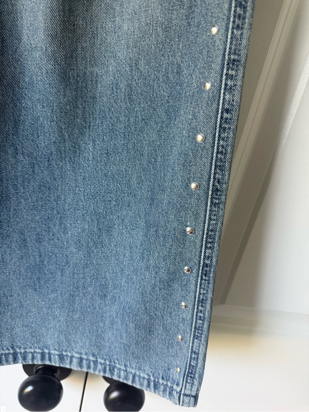 Michael Kors Wide Leg Light Blue Denim Jeans with Side Stud Detail - Picture 2 of 8